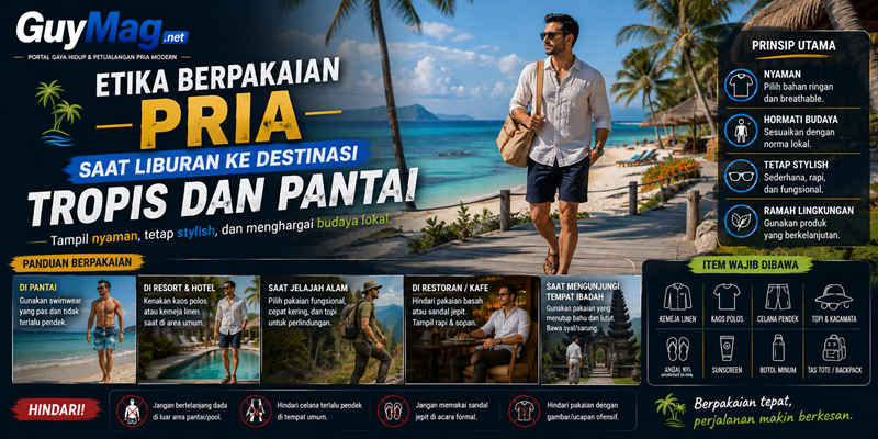 Etika Berpakaian Pria Saat Liburan ke Destinasi Tropis dan Pantai